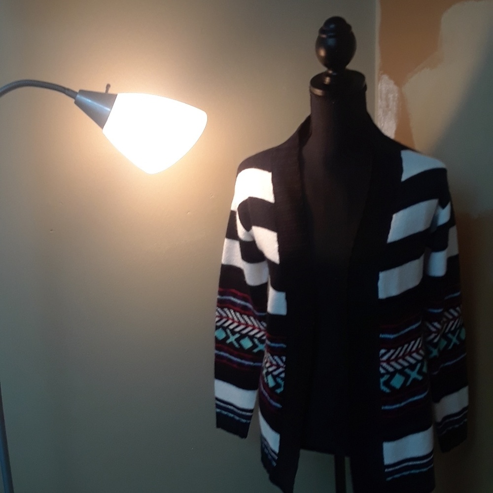 Cato's Striped Native Print Cardigan